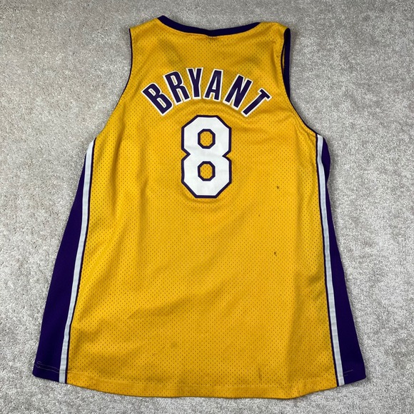 Vintage Nike KOBE BRYANT #8 Los Angeles Lakers Jersey 2XL Yellow Purple NBA VTG - Picture 1 of 5